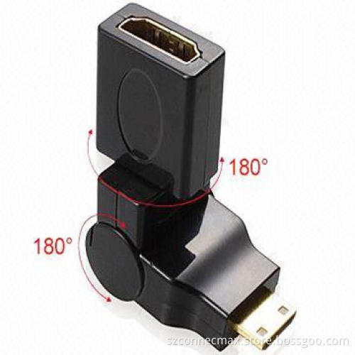 360° HDMI C Type Male to A Type Female Adapter with Flexible Connection at Any Angle
